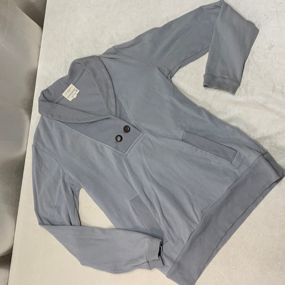 Banana Republic gray pullover sweatshirt cowl shawl collar pockets wm med soft
